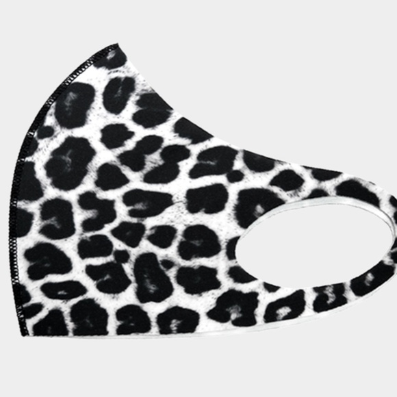 Leopard Pattern Print Mask - Black/White - Picture 2 of 2